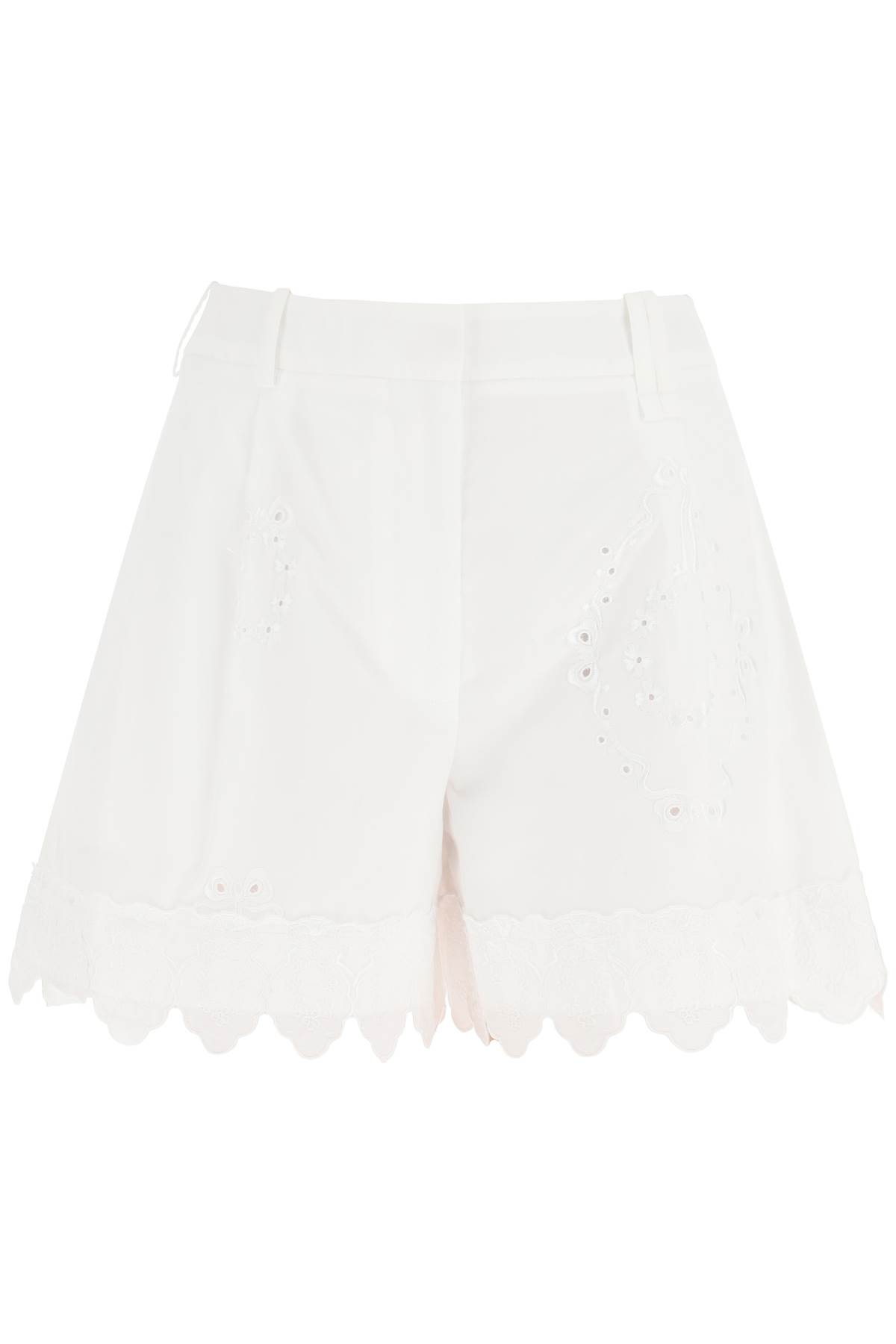 Shop Simone Rocha Embroidered Cotton Shorts In White White (white)