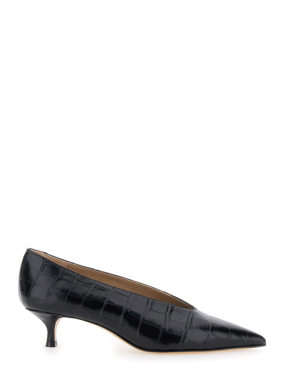 Black Pumps With Kitten Heel In Patent Leather Woman