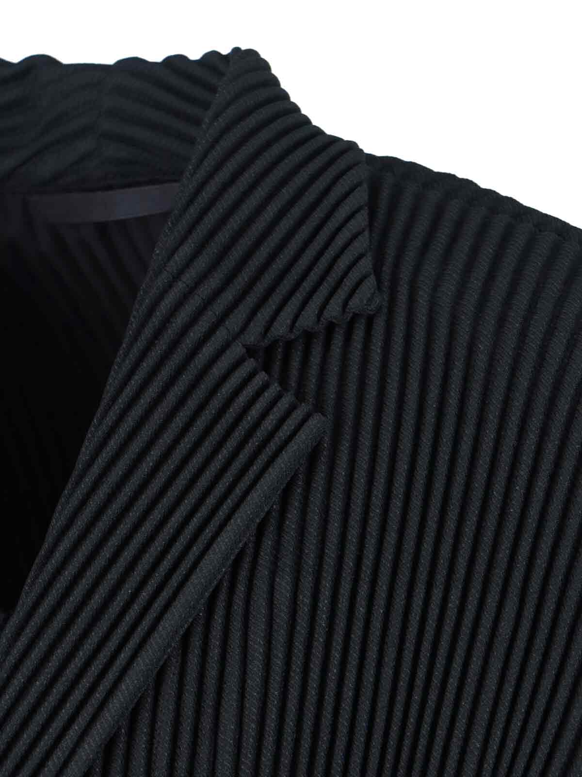 Issey Miyake Minimalist Black Jacket With Cut In Black