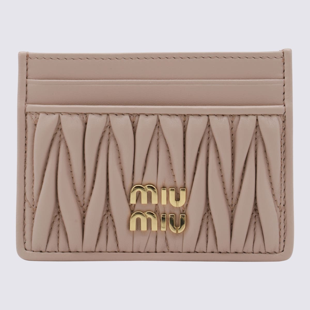 Miu Miu Beige Leather Card Holder In White