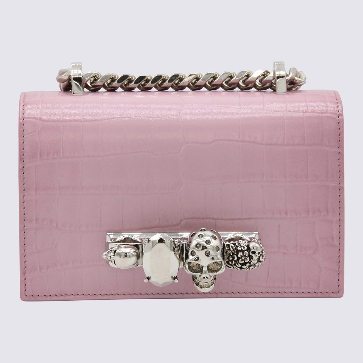Alexander McQueen Pink Leather Jewelled Satchel Mini Shoulder Bag