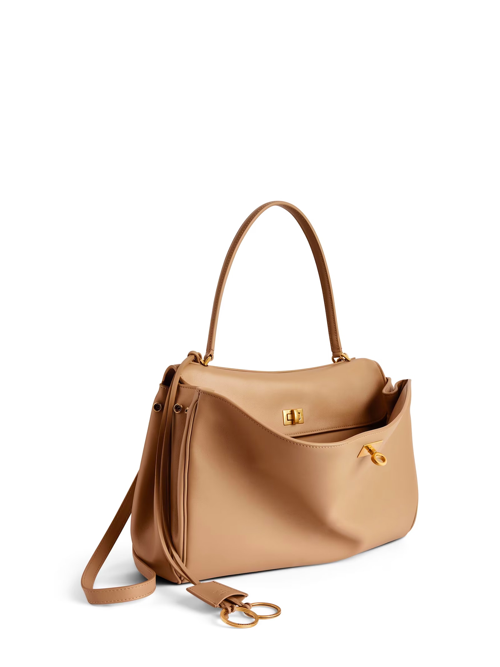 Balenciaga Rodeo Medium Leather Top-handle Bag In Brown