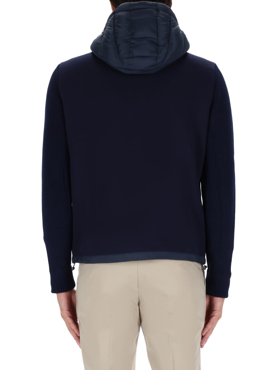 Colmar Hooded Jacket With Knitted Sleeves In Blue