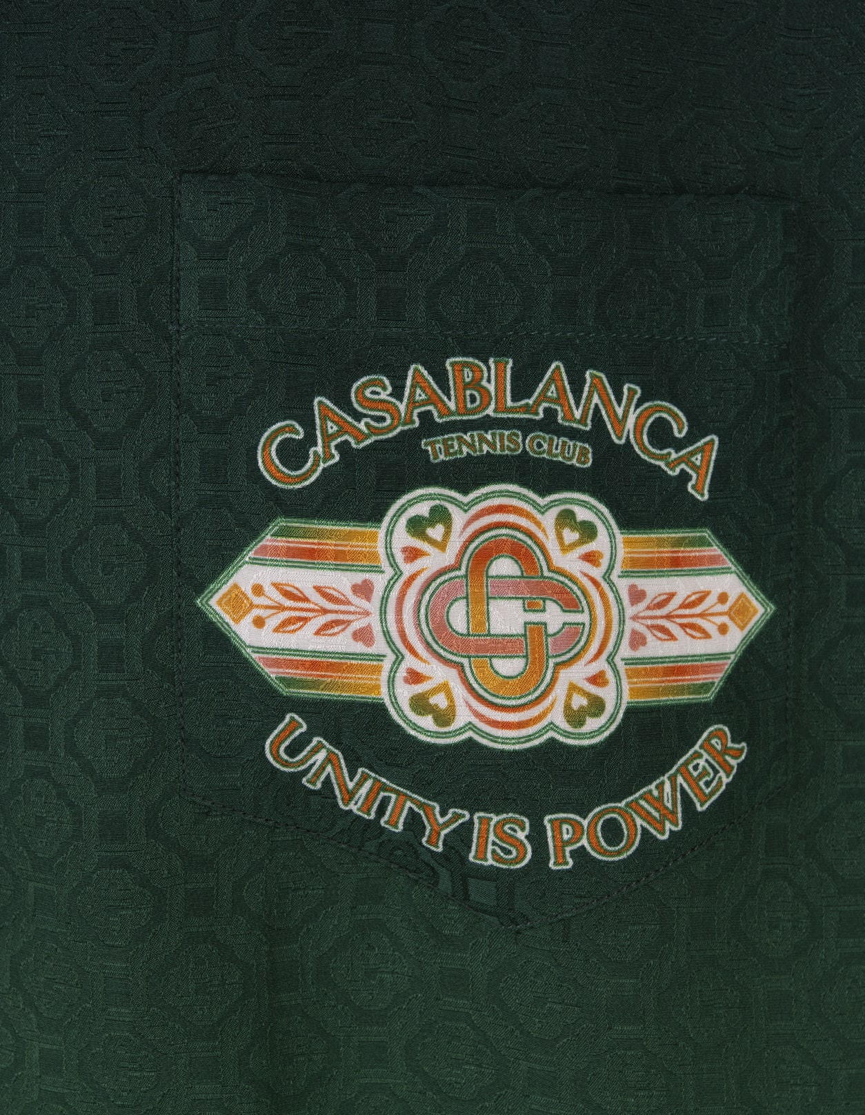 Shop Casablanca Unity Is Power Silk Shirt In Green