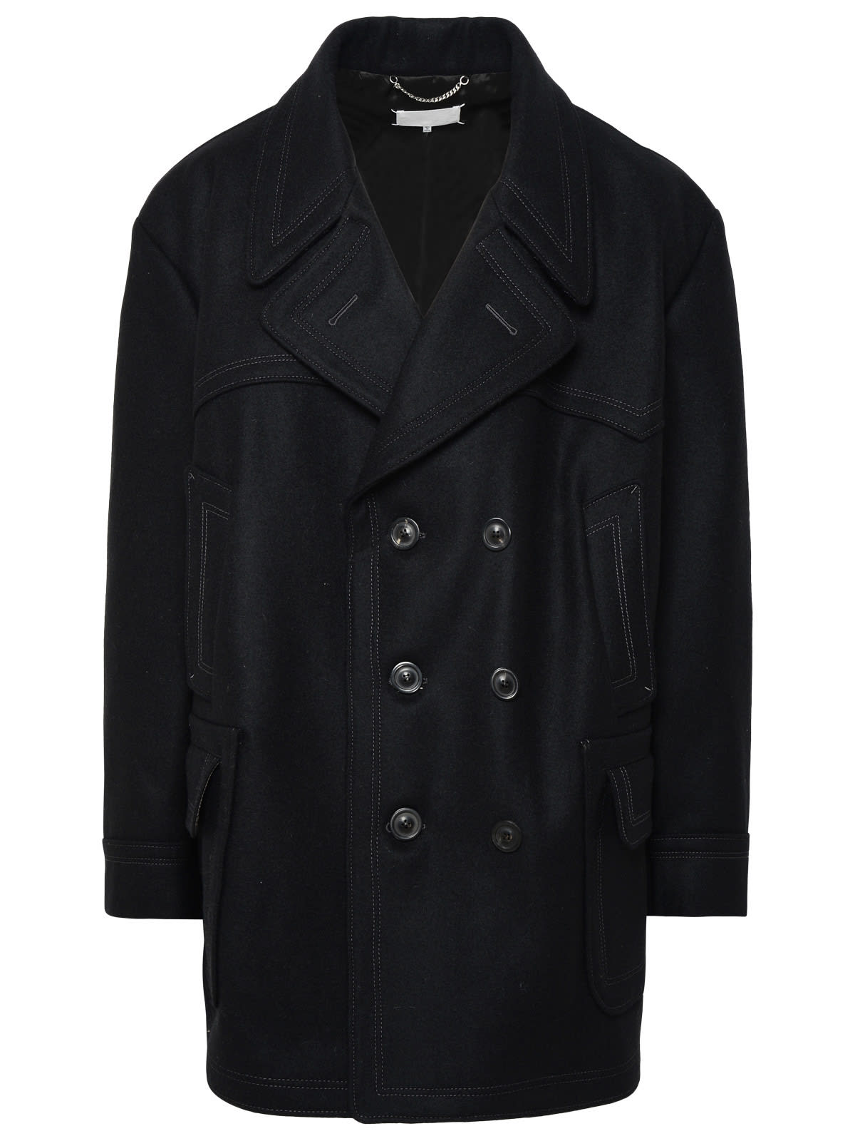 MAISON MARGIELA BLACK WOOL COAT