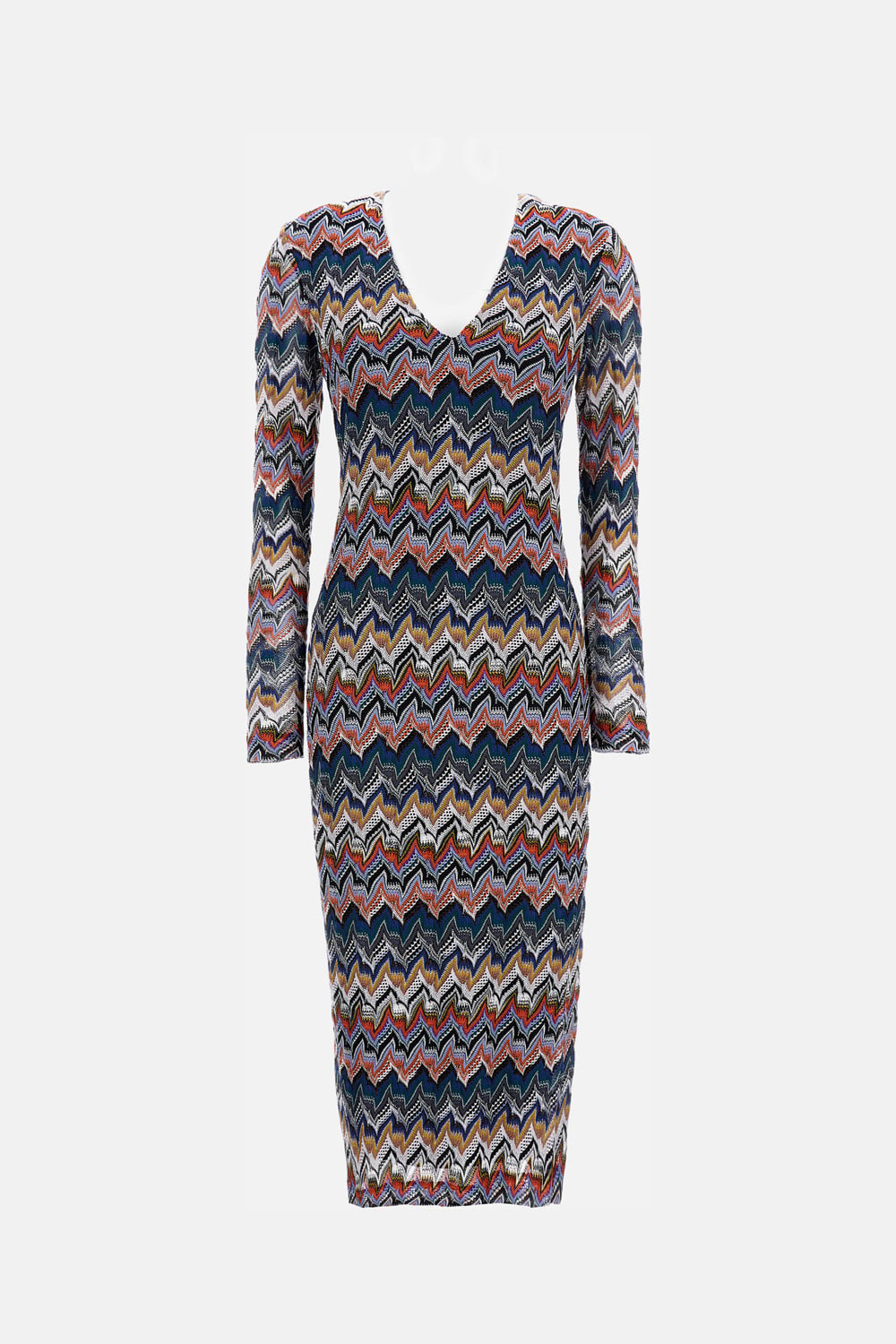 Missoni Zigzag Long Sleeve Midi Sweater Dress In Multi