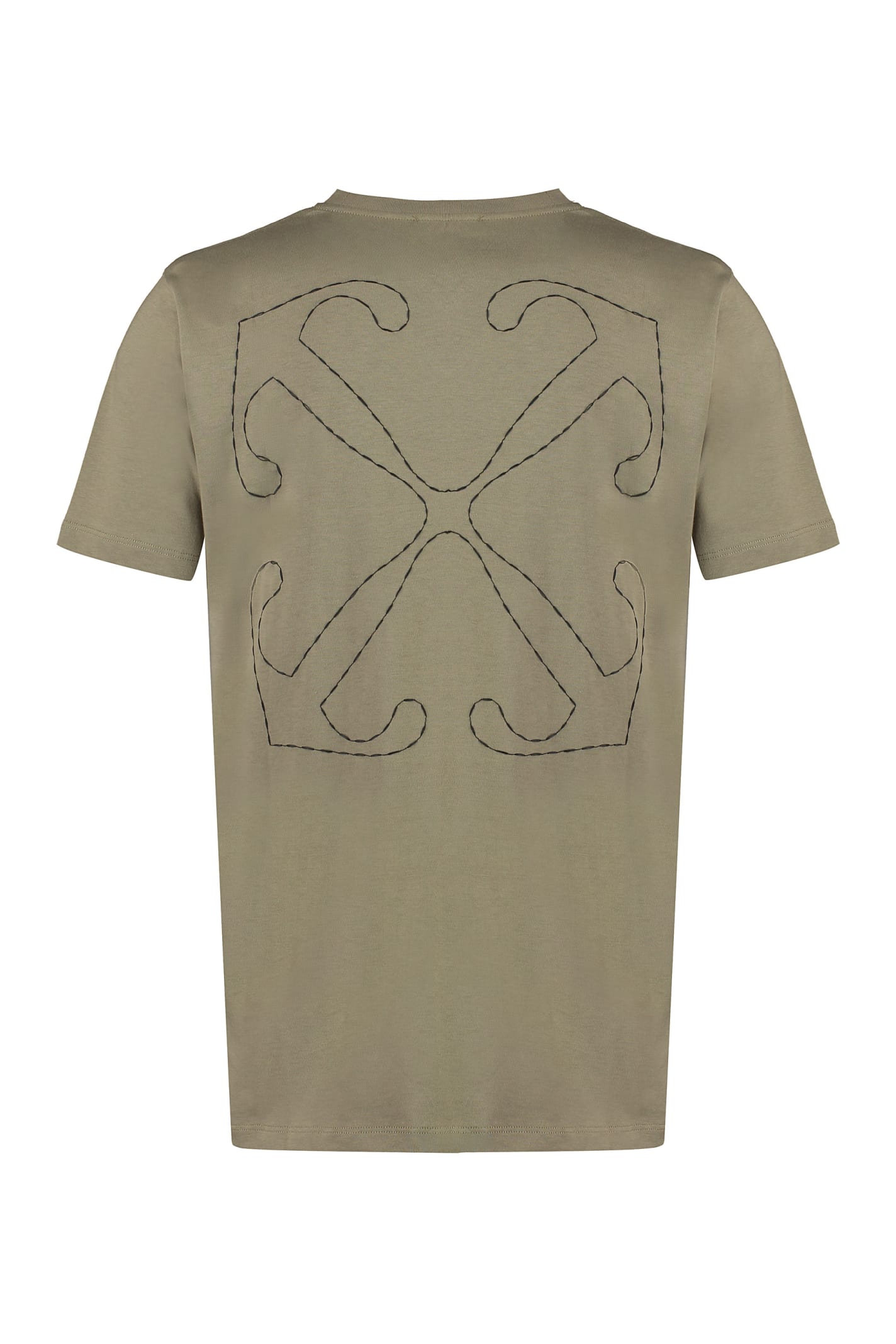 Shop Off-white Cotton Crew-neck T-shirt In Green