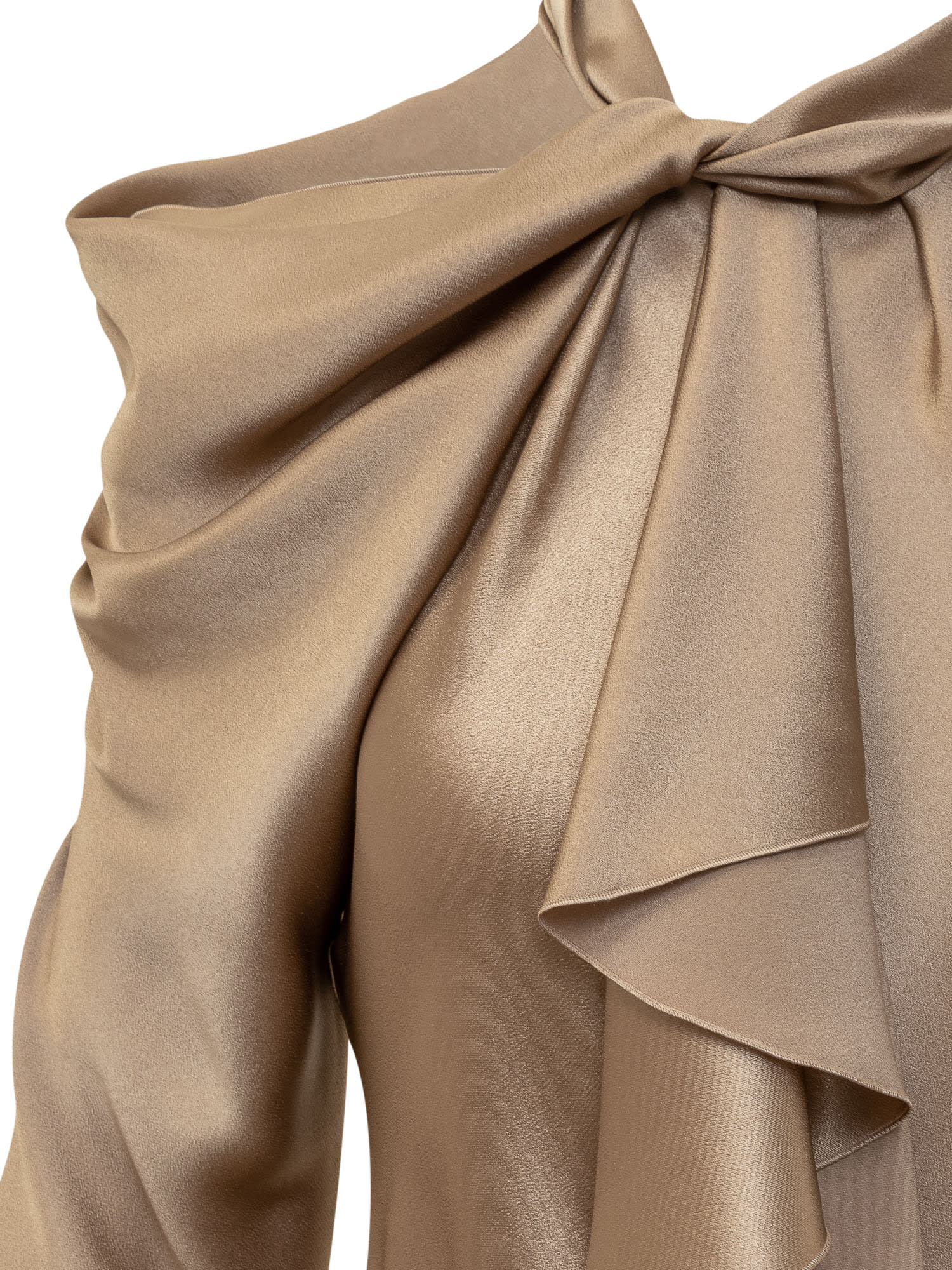 Shop Alberta Ferretti Silk Satin Dress In Beige