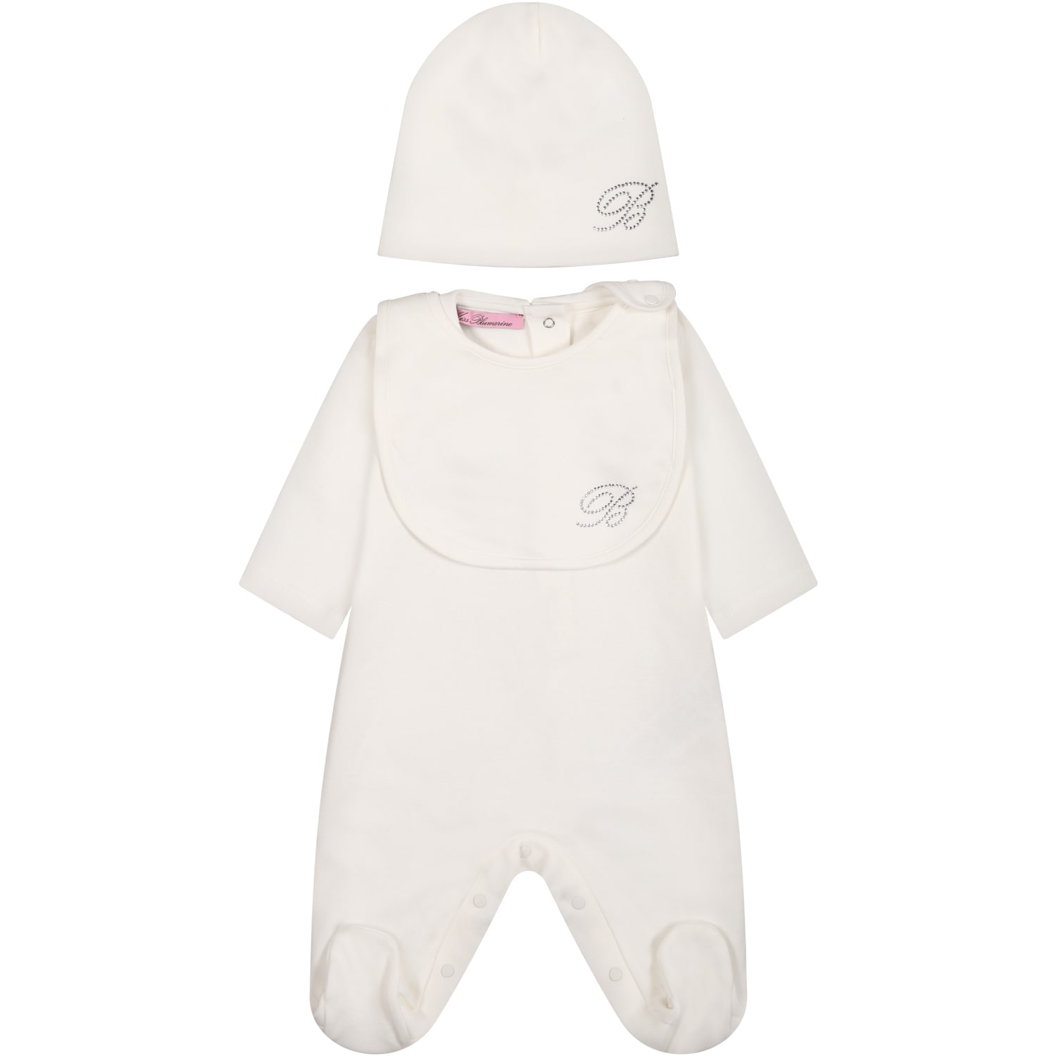 Blumarine White Set For Baby Girl With Logo