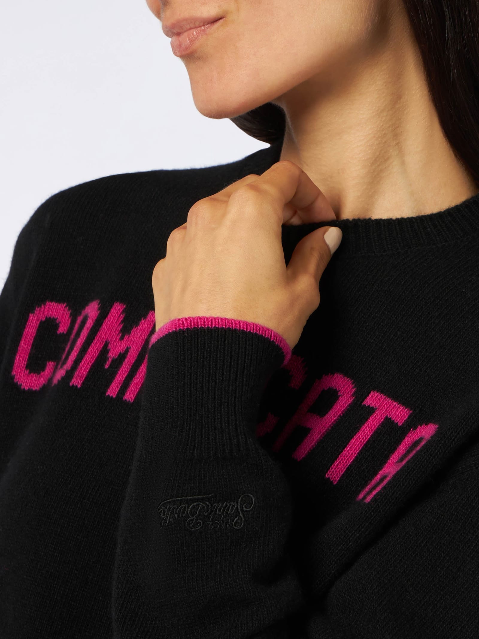Mc2 Saint Barth Intarsia-knit Complicata Jumper In Black