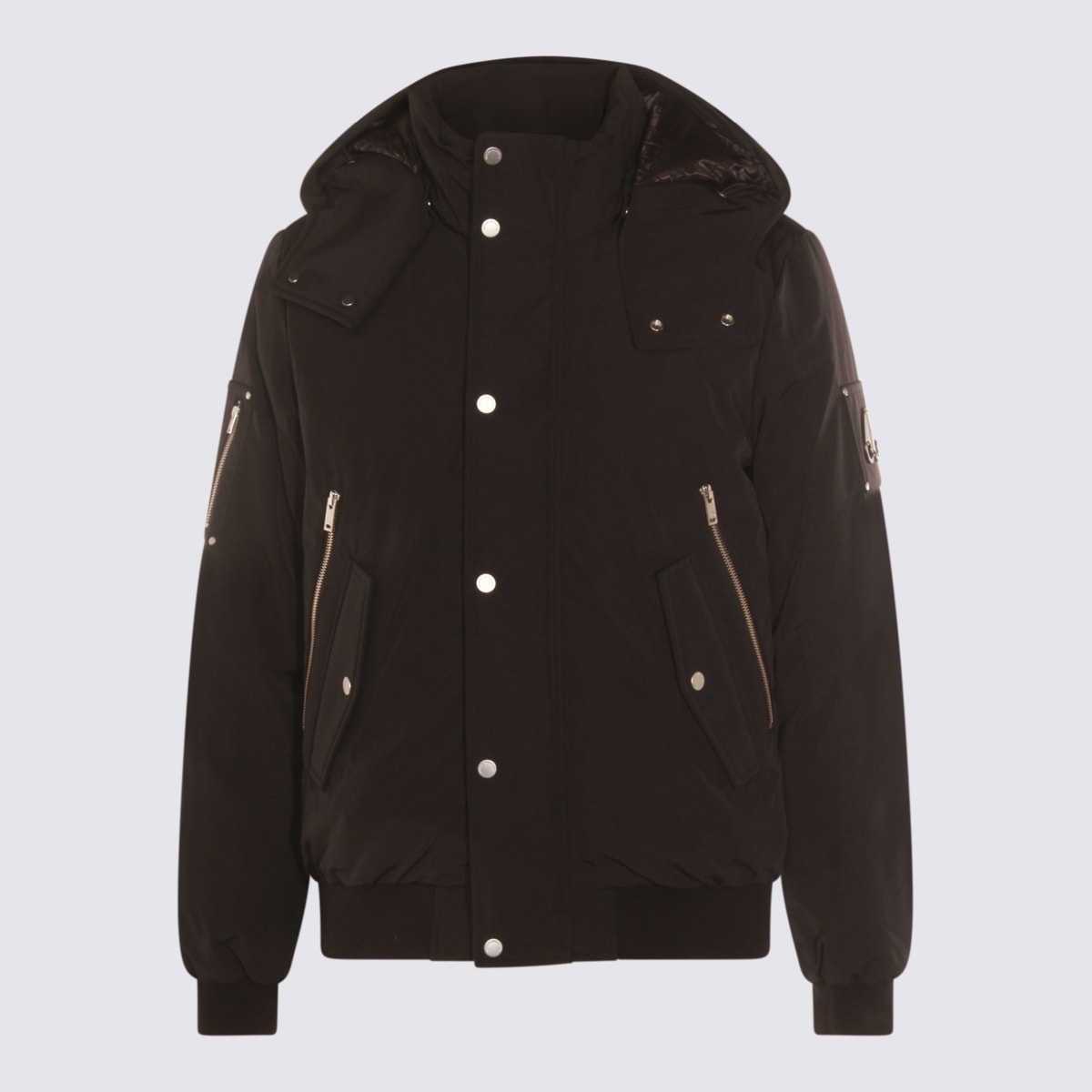 Moose Knuckles Black Down Jacket In Brown