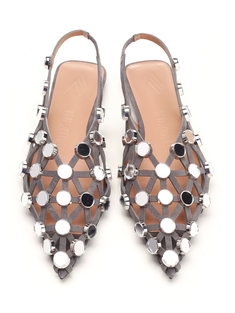 Shop Attico Grid Flat Shoes In Grey