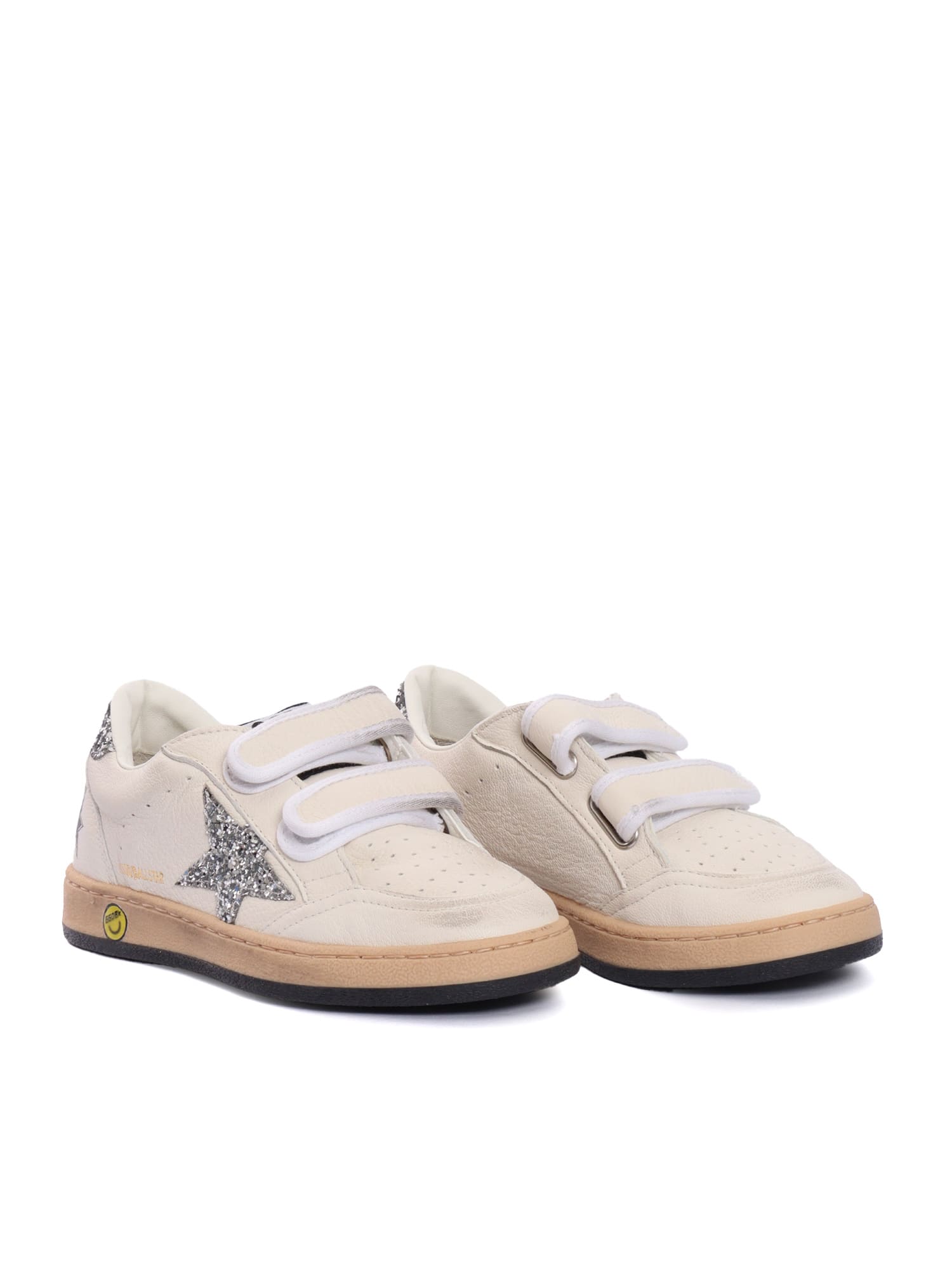 Golden Goose Girl's Ballstar Glitter Dual-grip Sneakers, Kids In White
