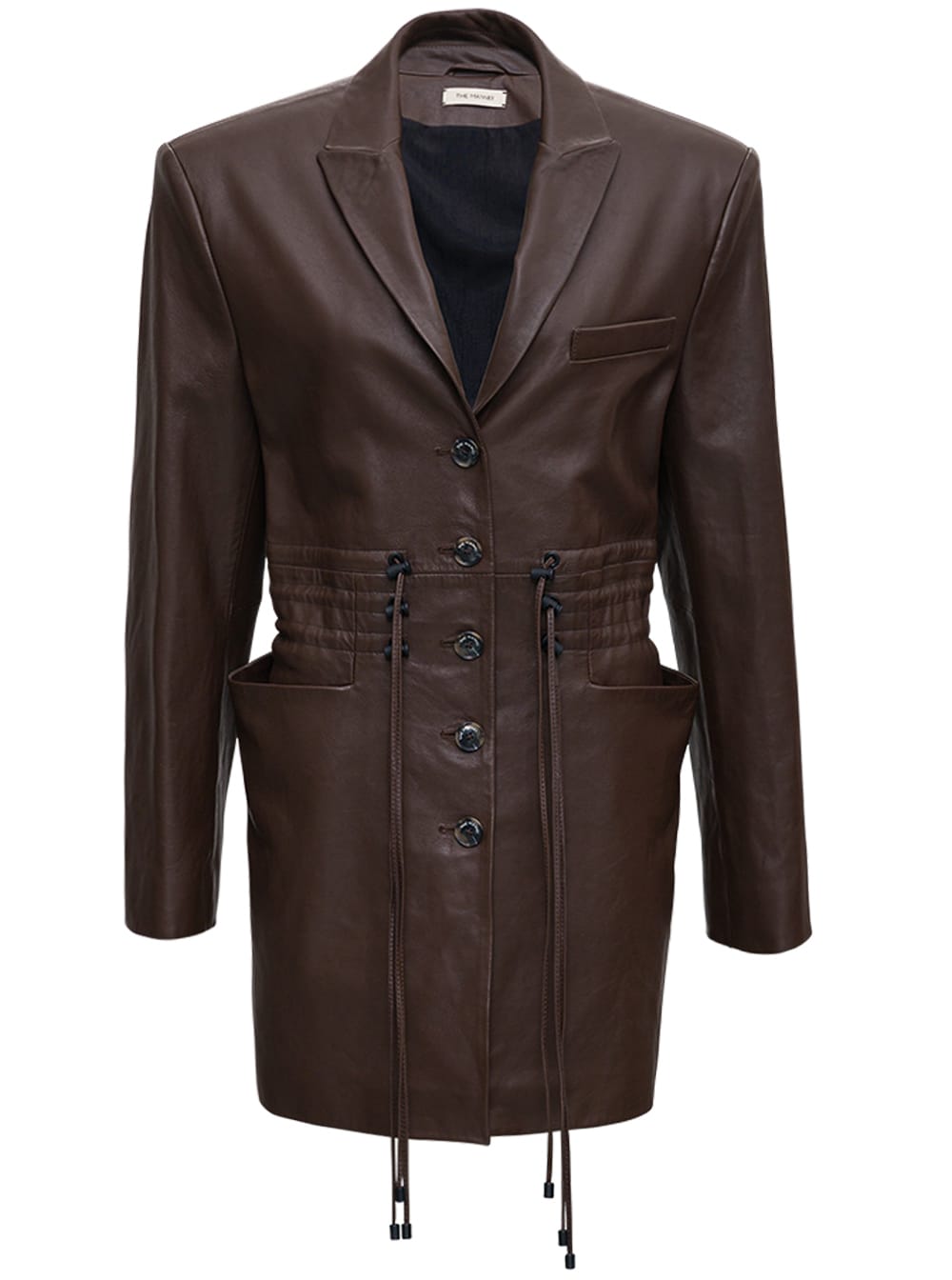 The Mannei Brown Leather Jacket With Drawstring