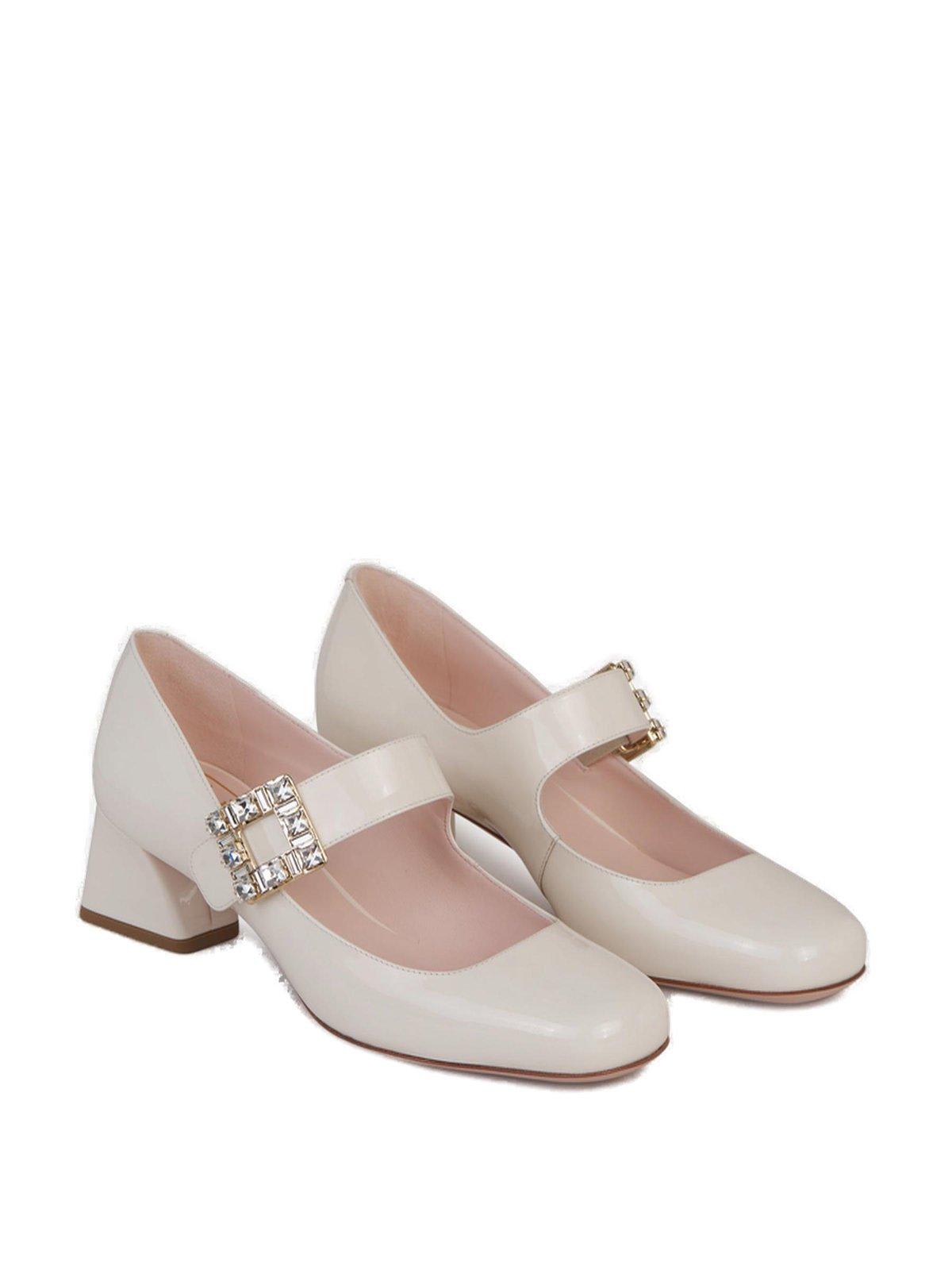 Shop Roger Vivier Très Vivier Embellished Buckle Babies Pumps In White