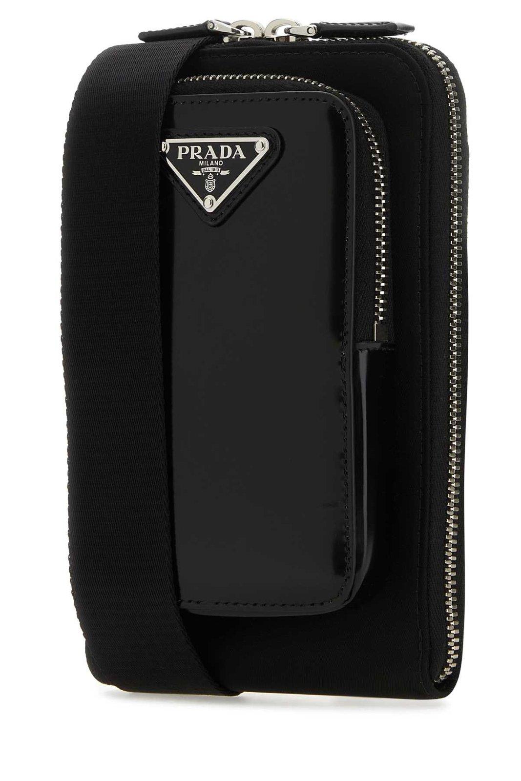 Shop Prada Triangle-logo Zipped Phone Case In Nero