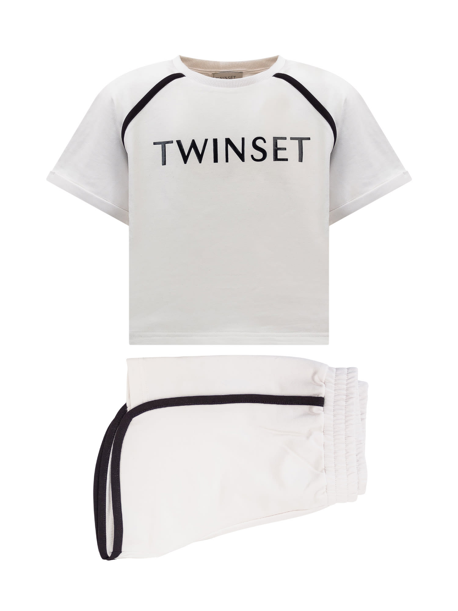 Shop Twinset T-shirt And Shorts Set In White E Nero