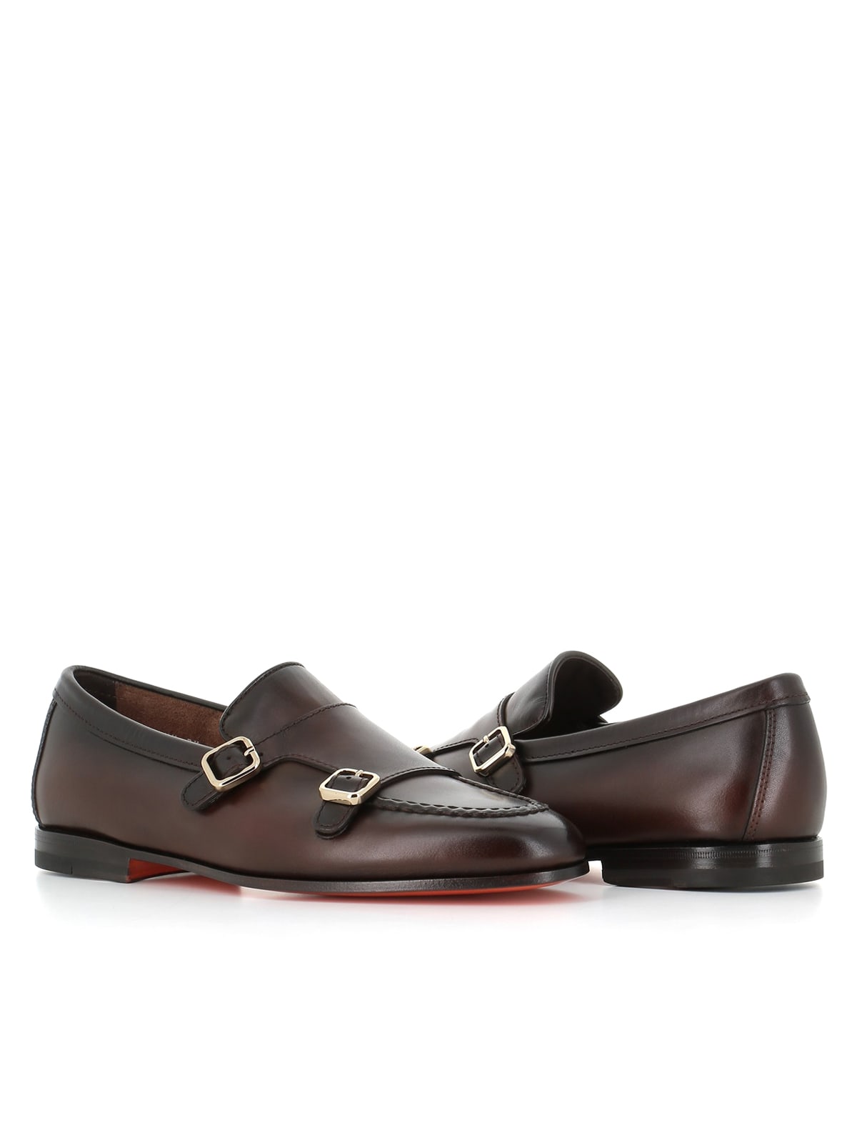 Santoni Buckle Loafer In Brown