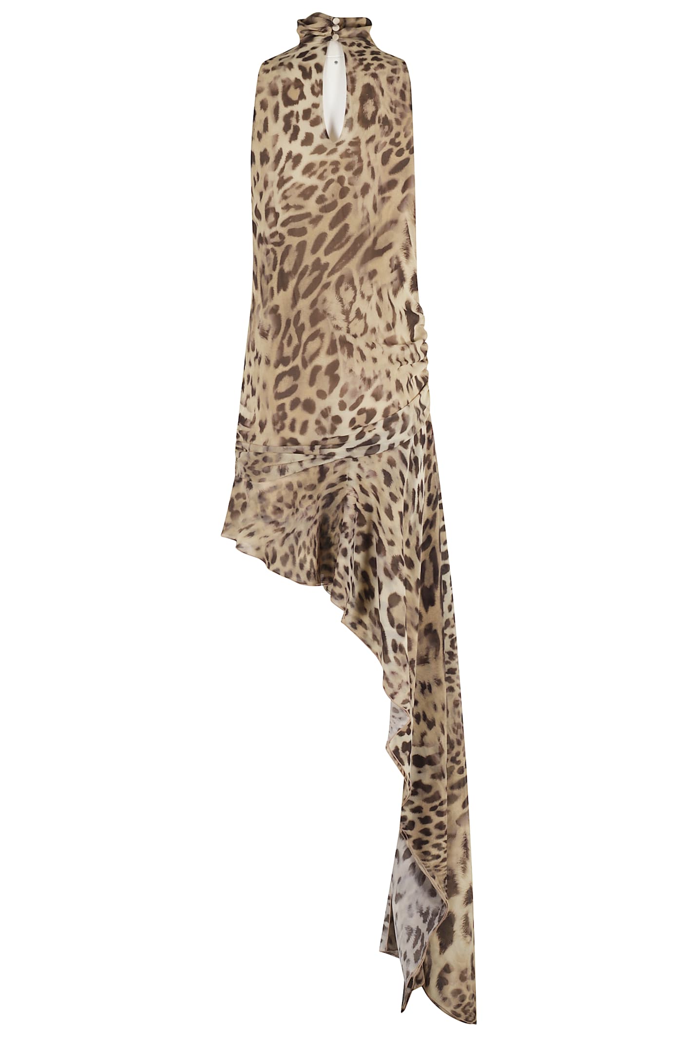 The Andamane Zahira Dress Turtleneck Asymmetrical Maxi Dress In Brown
