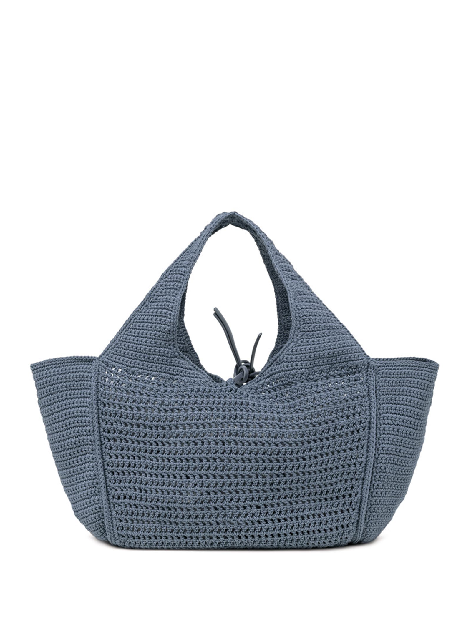 Shop Gianni Chiarini Euforia Bluette Shopping Bag In Crochet Fabric In Artico