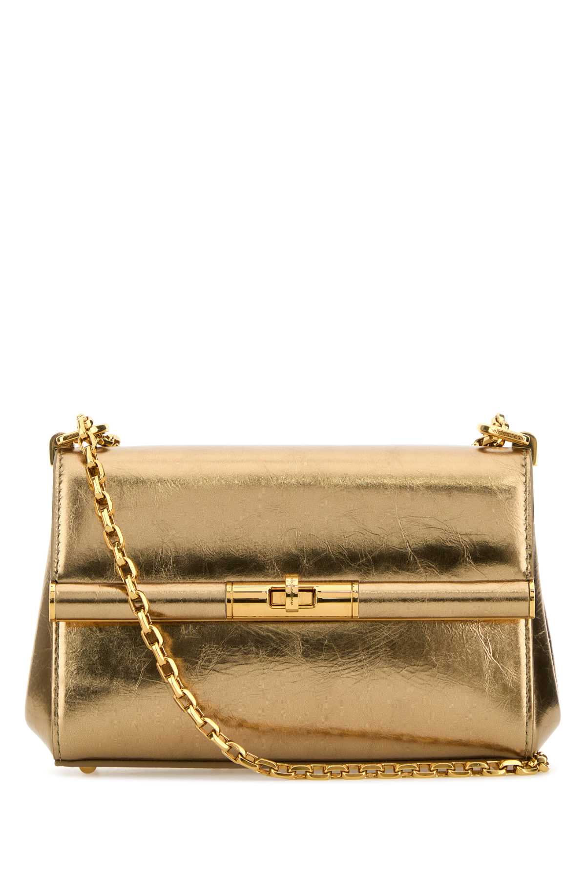 Dolce & Gabbana Rectangular Leather Mini Marlene Shoulder Bag In Oro
