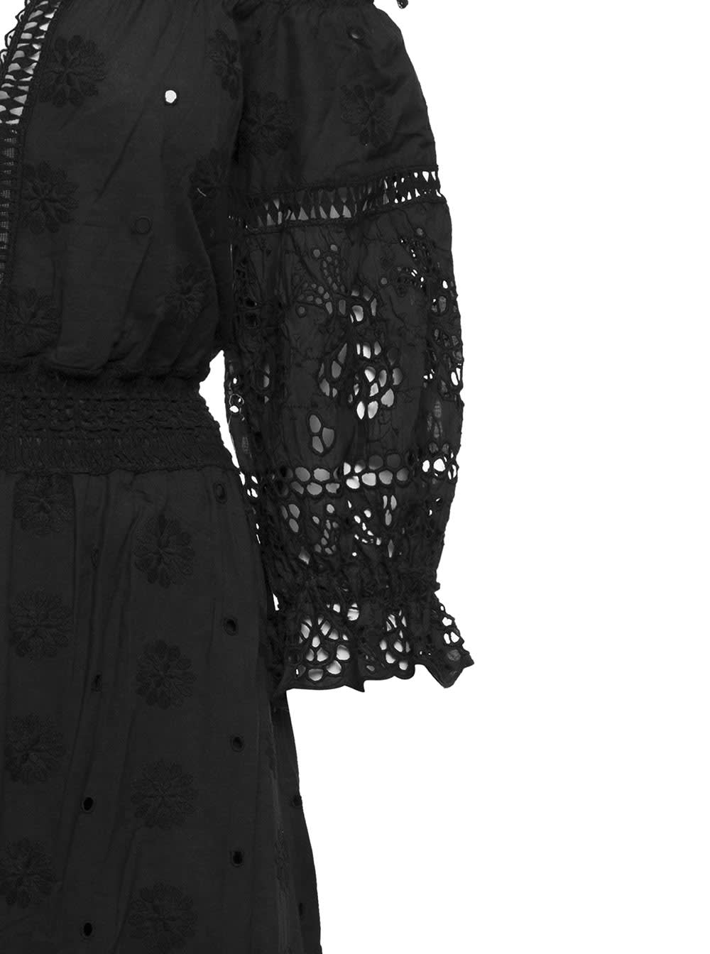 Shop Temptation Positano Embroidered Off-shoulder Maxi Dress In Black Cotton Woman