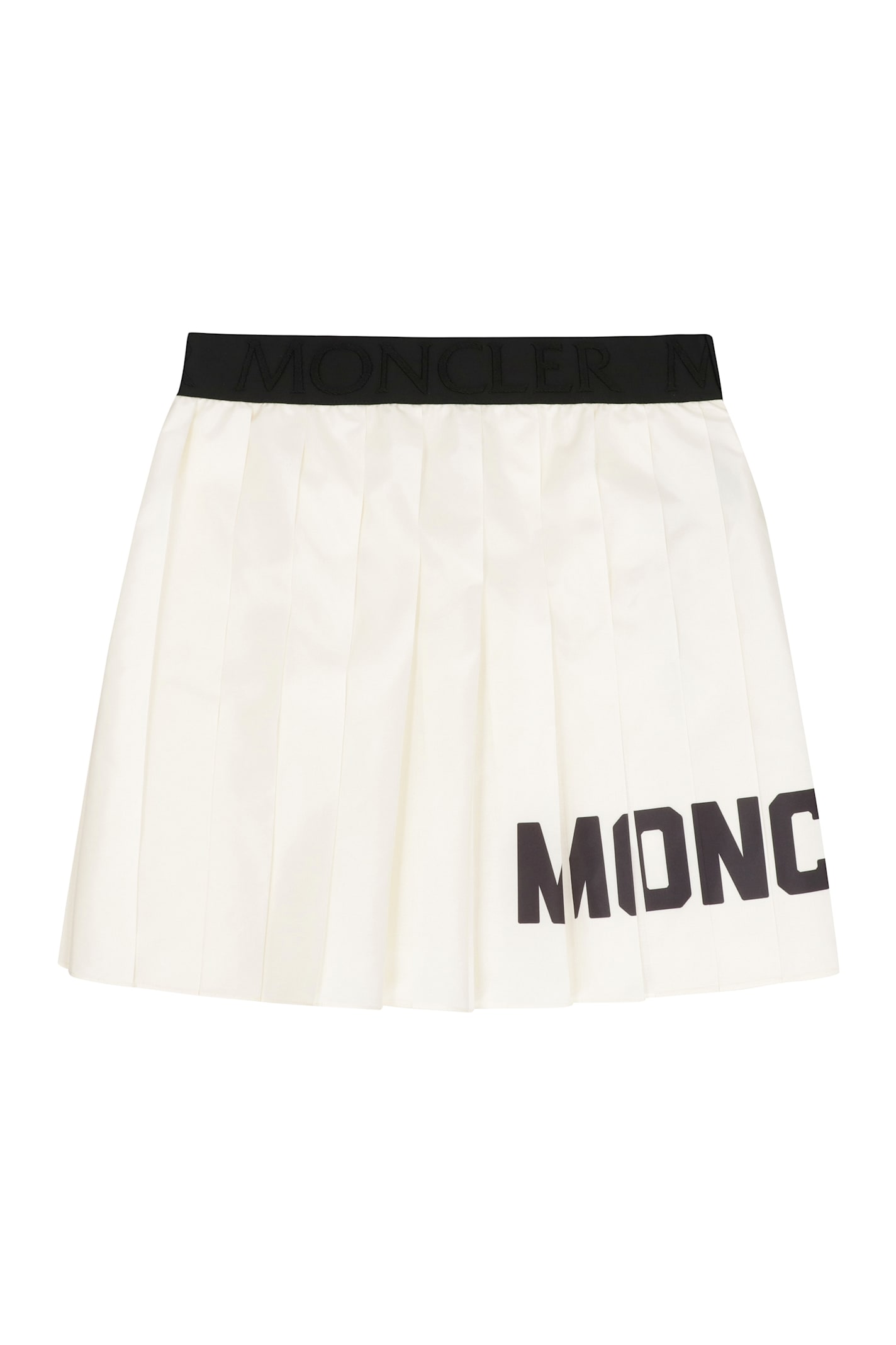Moncler Logo Print Pleated Mini Skirt In White