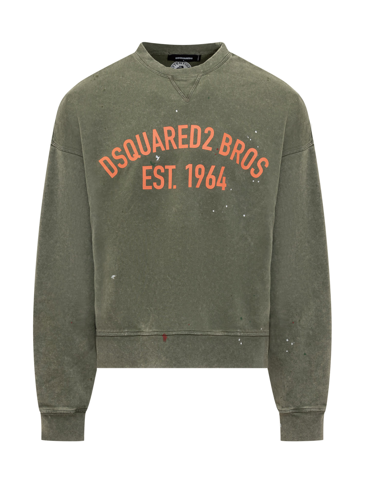 Dsquared2 Relaxed Fit Crew Neck Sweater With Distressed Detailing In Military Green