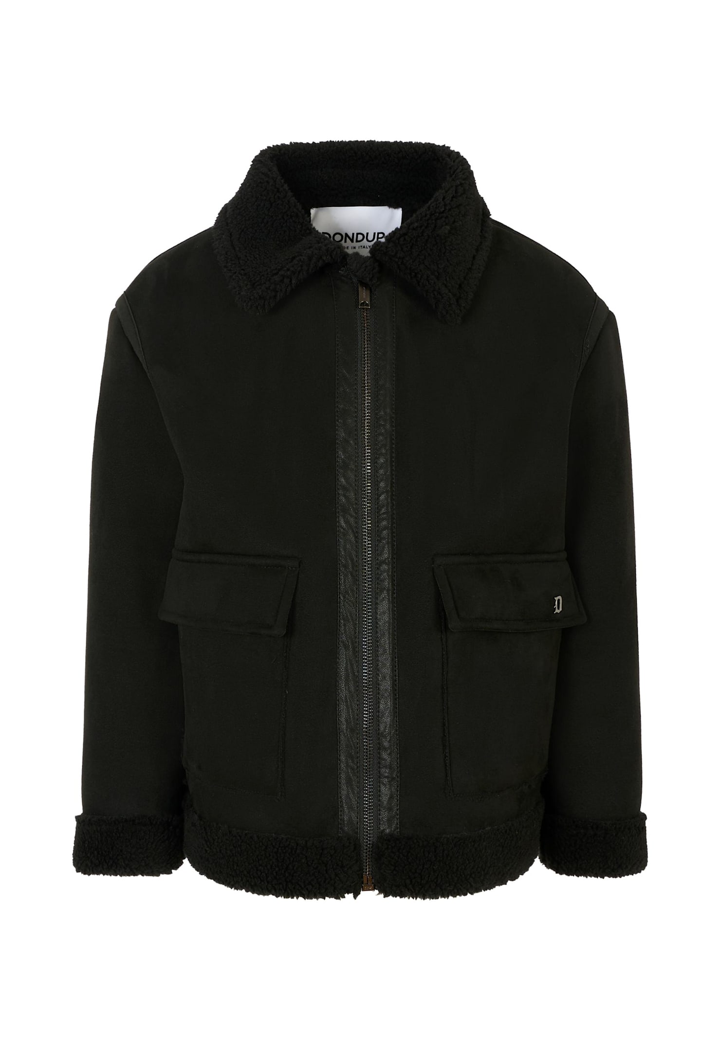 Dondup Fleece-detail Bomber Jacket In Black