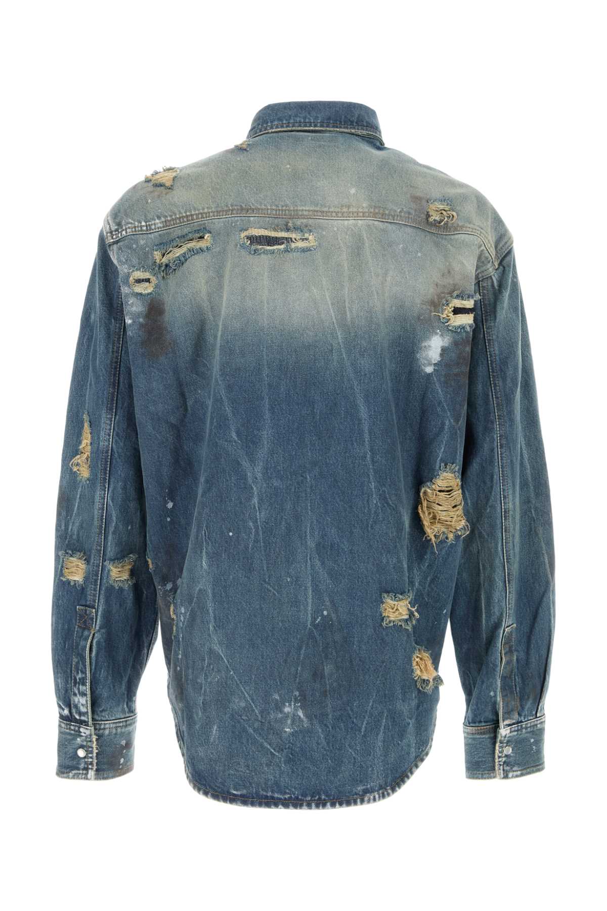 Shop Vetements Denim Shirt In Distressedblue