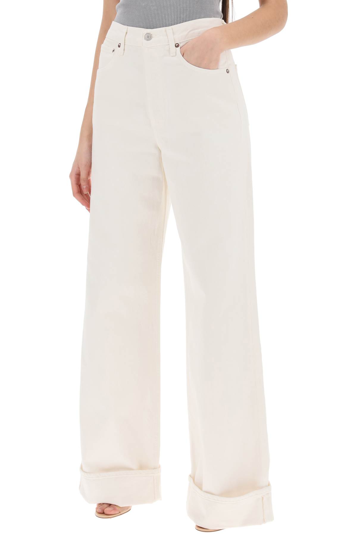 Shop Agolde Dame Wide Leg Jeans In Denim