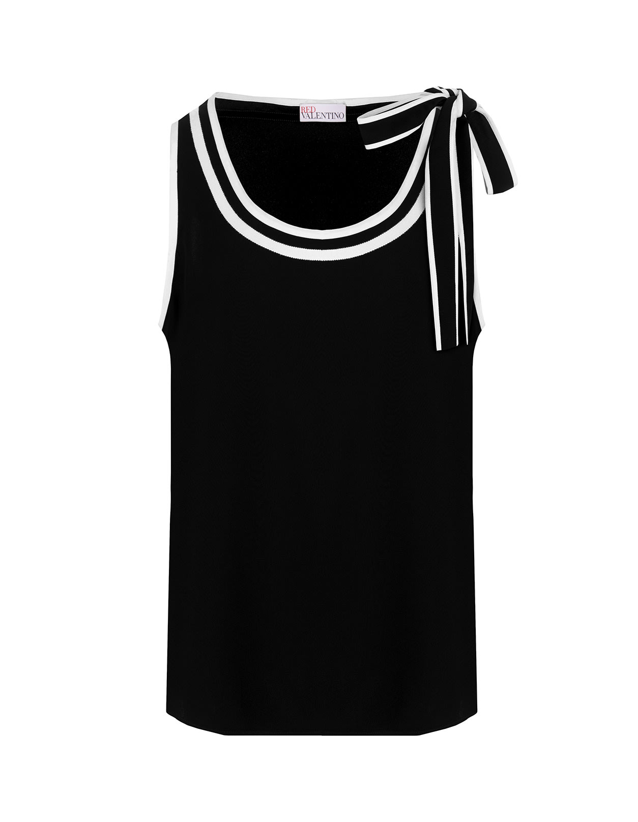 Red Valentino Redvalentino Bow Detailed Sleeveless Tank Top In Black/ivory