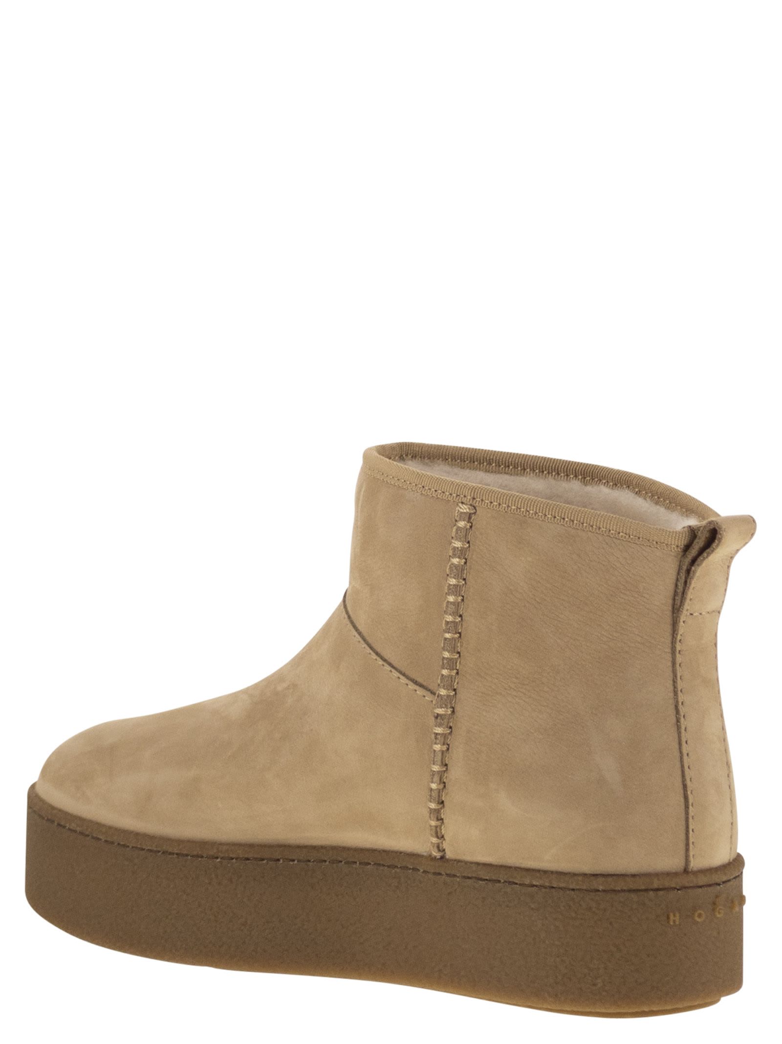 Hogan Beige Suede Ankle Boots In Brown