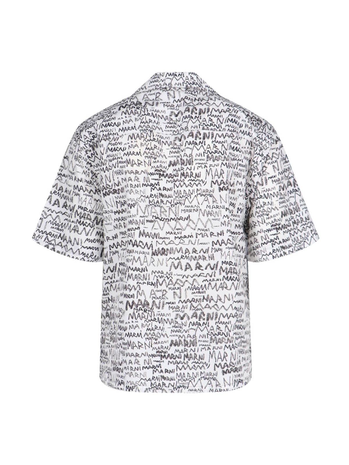 Marni Printed Collar Pocket Short Sleeve Shirt In Lily White