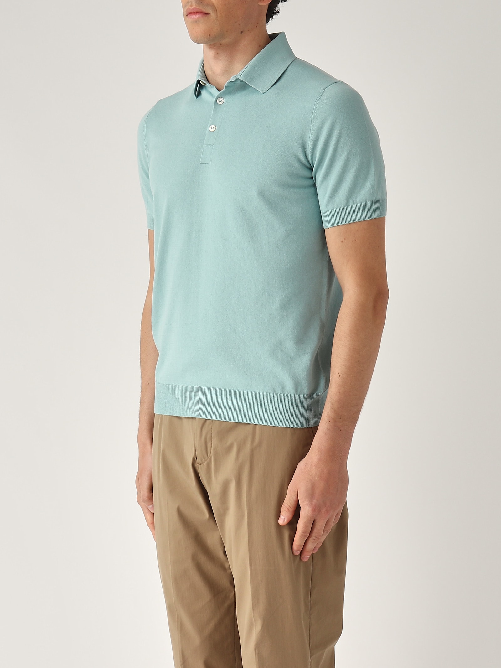 Gran Sasso Green Cotton Polo Shirt In Blue