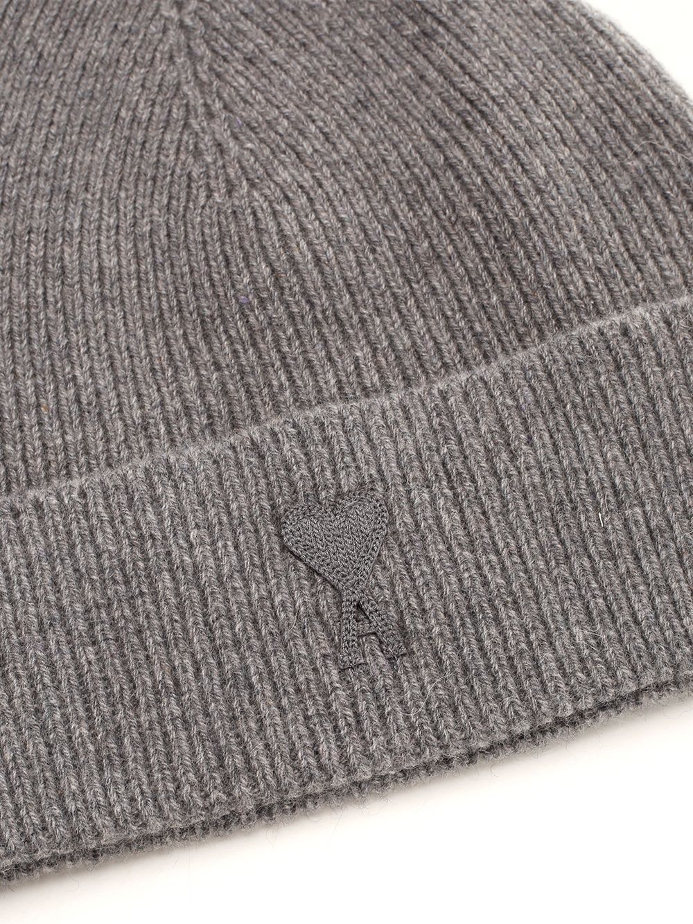 Shop Ami Alexandre Mattiussi Ribbed Beanie In Grey