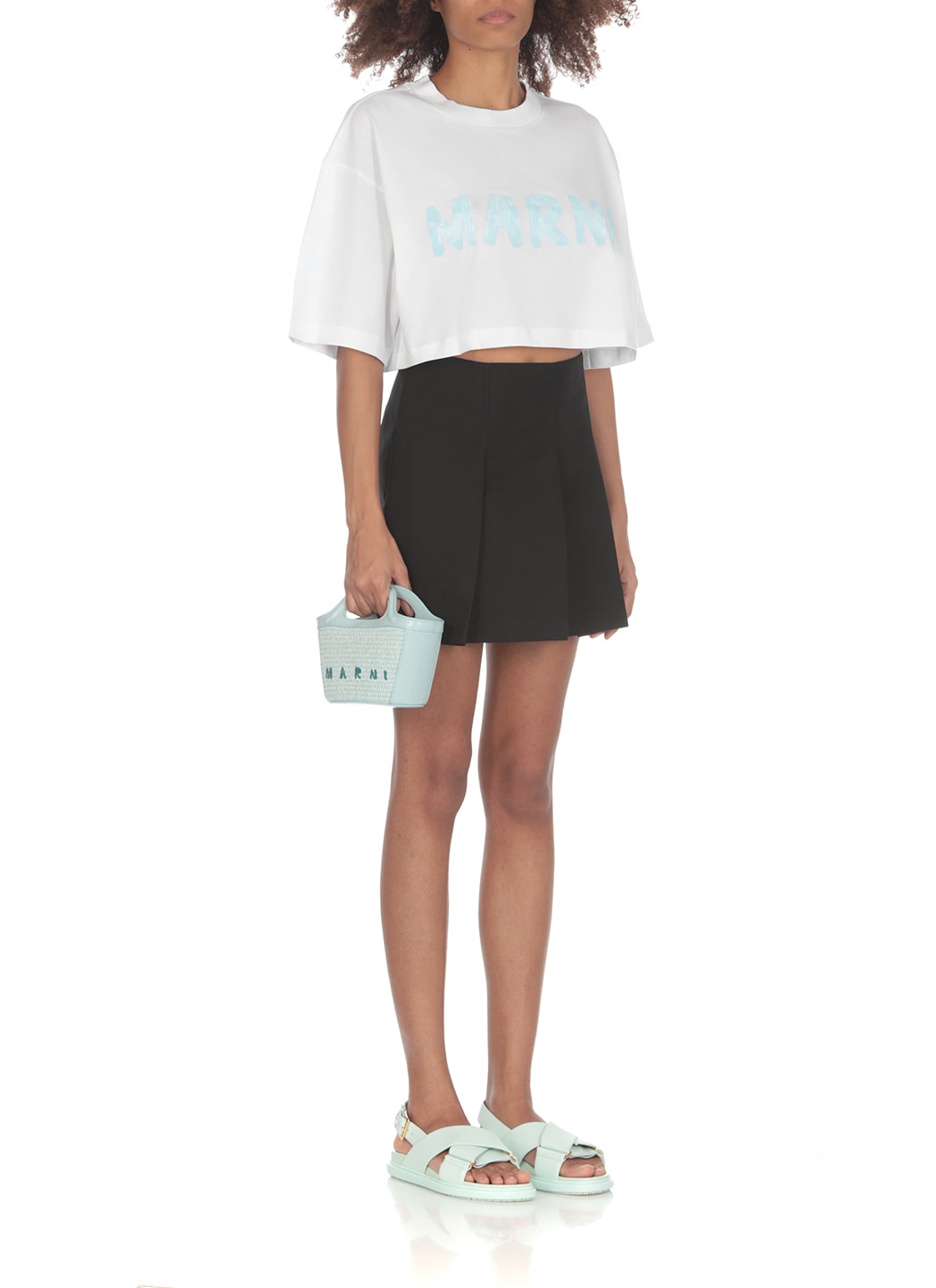 Shop Marni Cotton Mini Skirt In Black