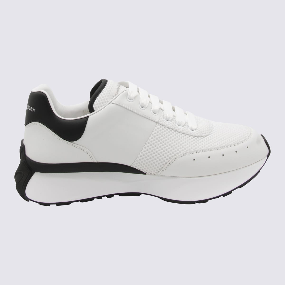 Shop Alexander Mcqueen White And Black Leather Sneakers In White/black/silver