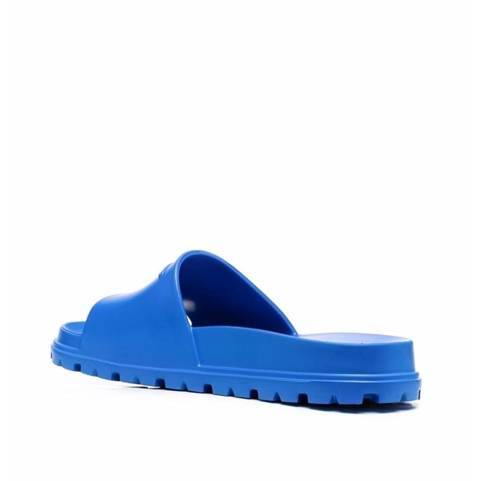 Shop Prada Open Toe Slides In Blue