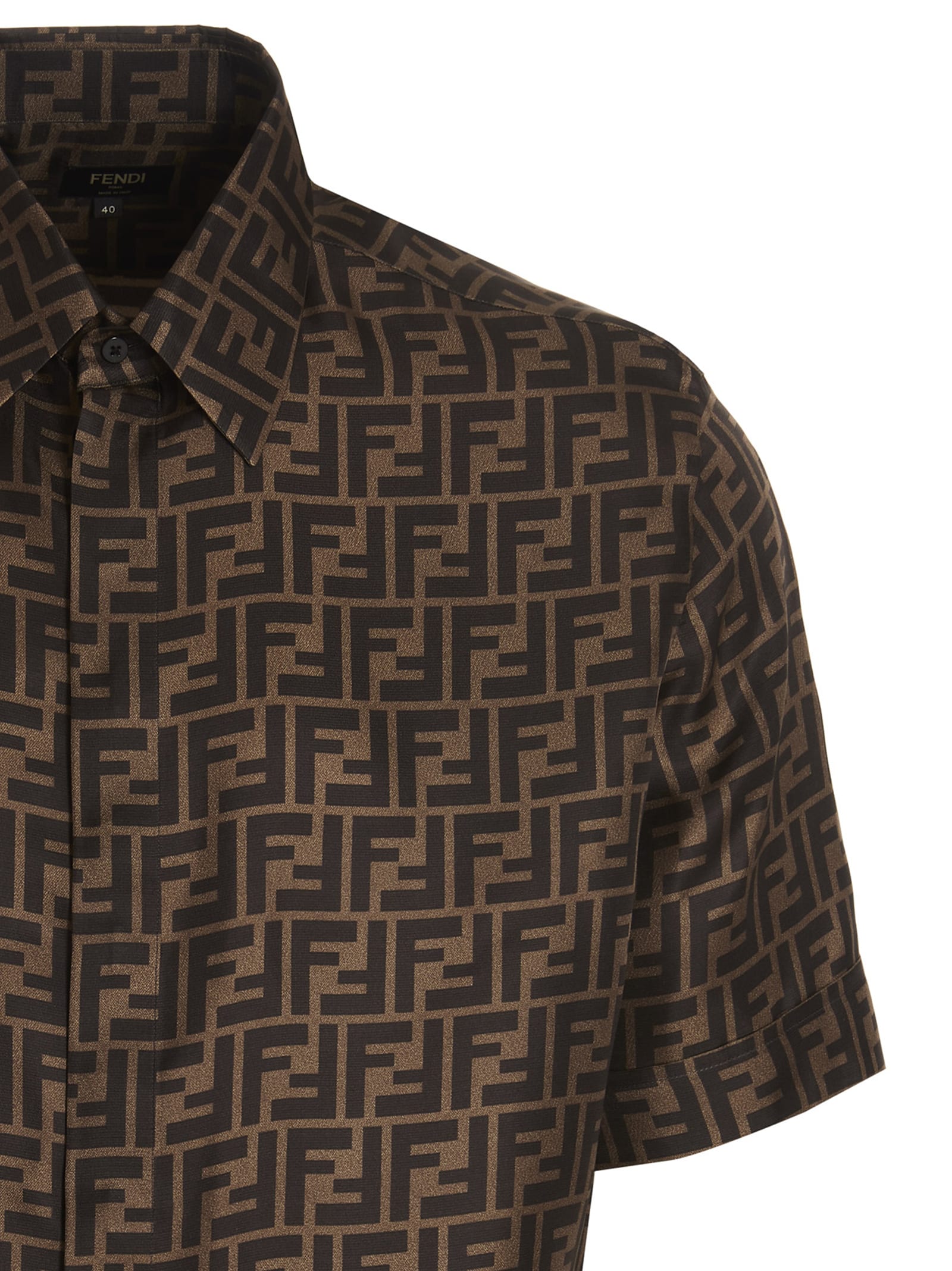 Shop Fendi Ff Bowling Shirt In Brown