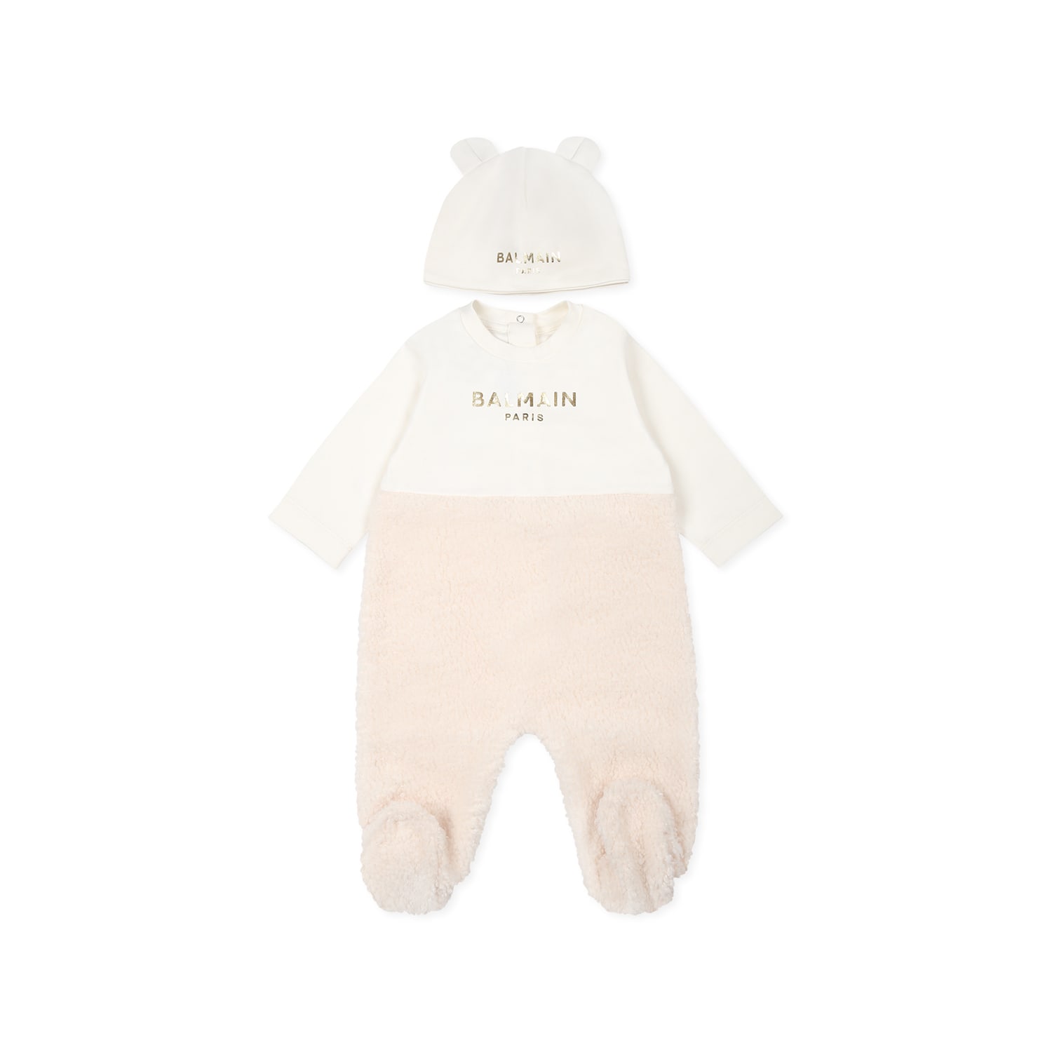 Balmain Ivory Babygrow Set For Babykids With Logo In Multi