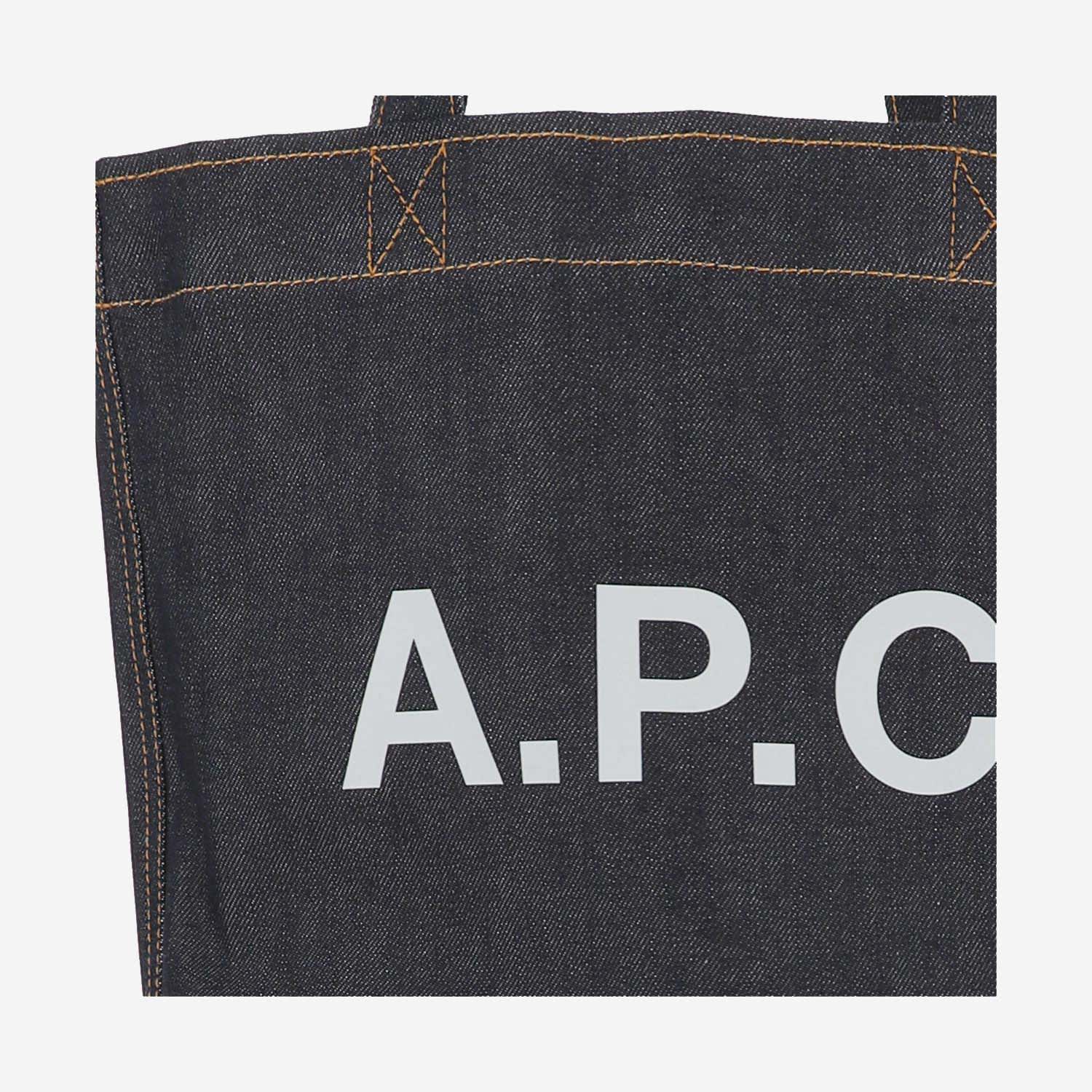 Shop Apc Axelle Denim Tote Bag In Red