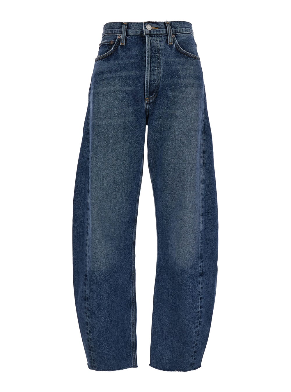 Shop Agolde Luna Blue Five-pocket Jeans In Denim Woman
