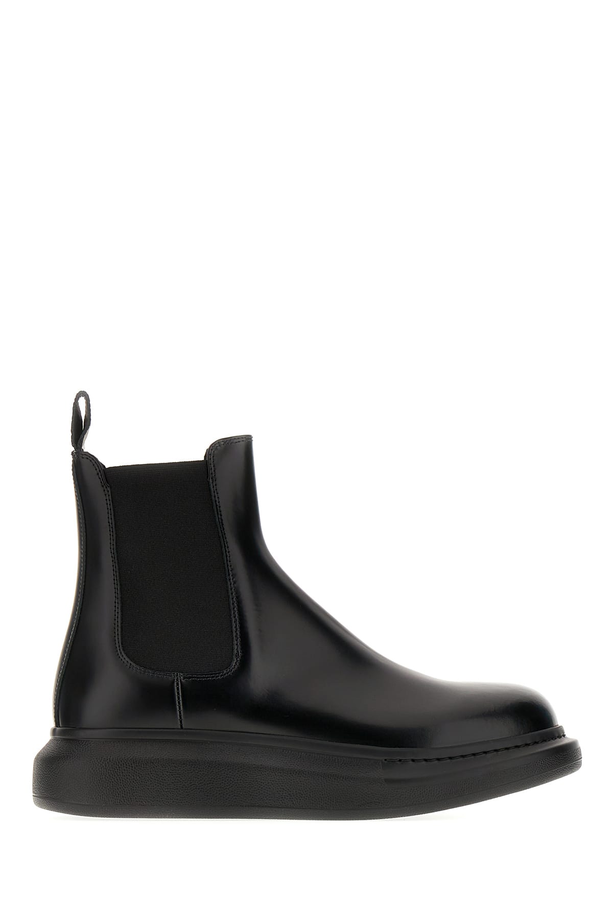 Shop Alexander Mcqueen Black Leather Hybrid Ankle Boots