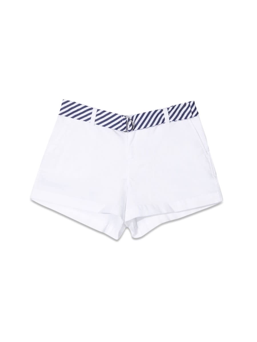 Polo Ralph Lauren Stripe-print Belted Cotton Shorts In White