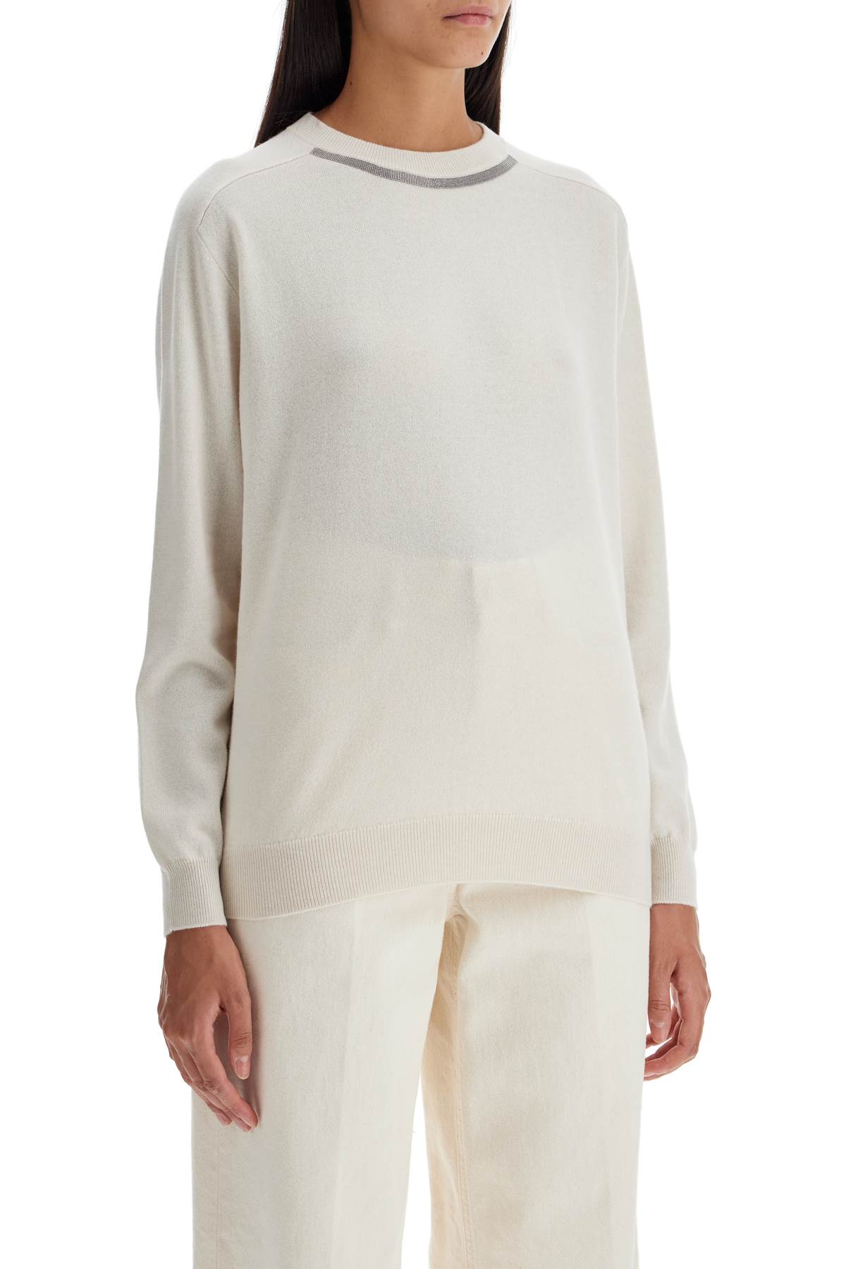 Brunello Cucinelli Cashmere Crewneck Pullover In Butter
