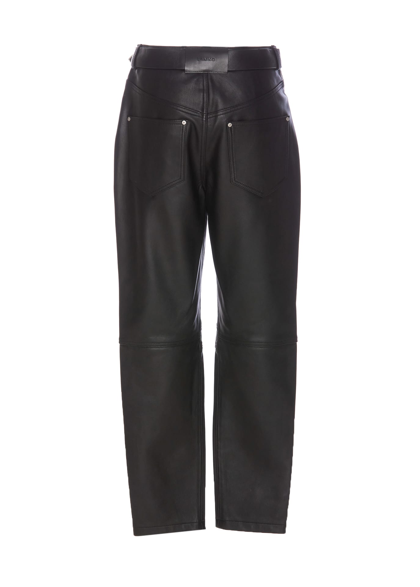 Shop Pinko Papua Leather Pants In Black