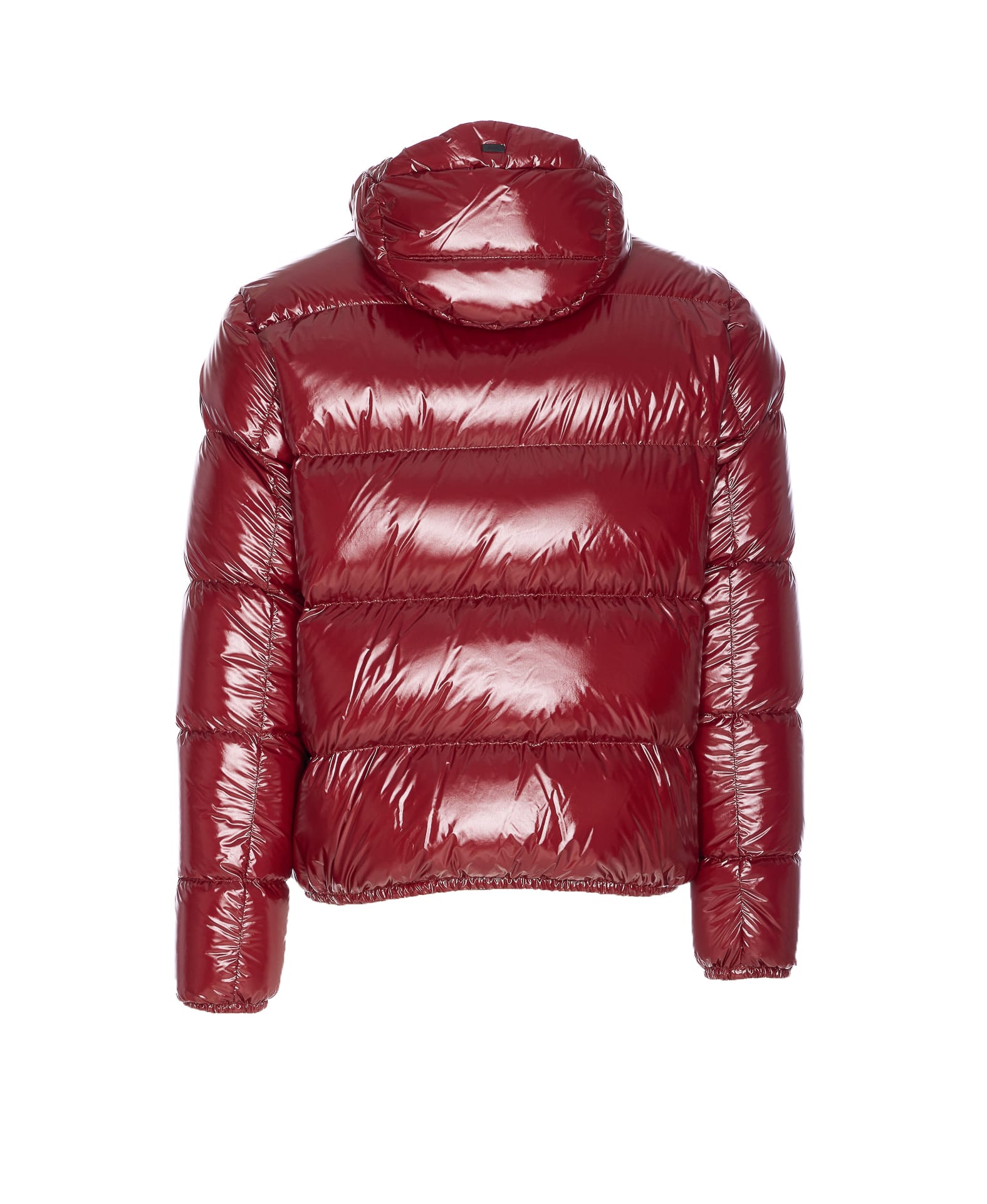 Herno Red Bomber Gloss Frontal Zip Closure In Red