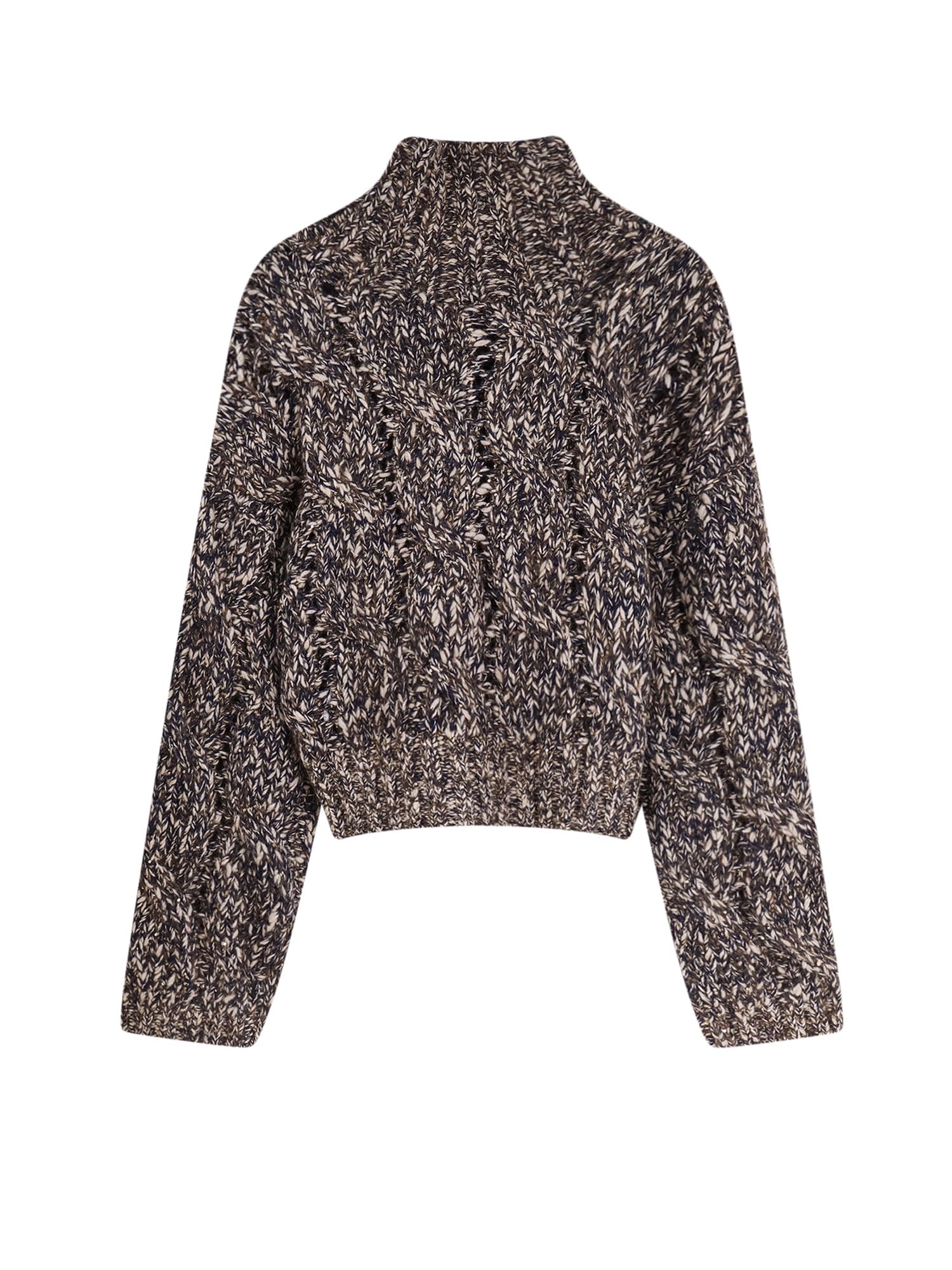 Brunello Cucinelli Wool And Cashmere Cardigan With Sequins In Brown