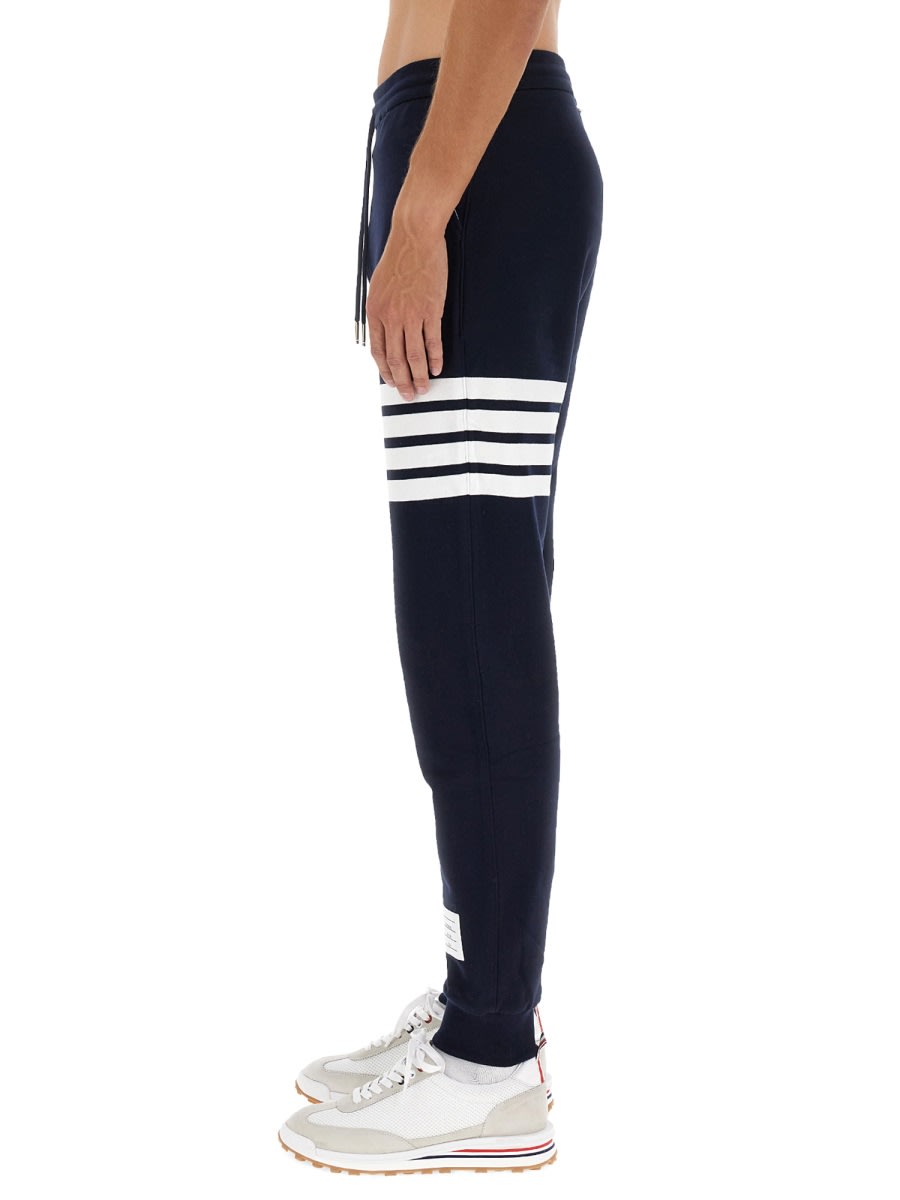 Shop Thom Browne 4bar Stripe Print Jogging Pants In Blue